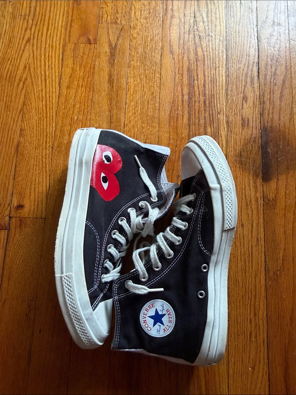 Converse Black High-Top Sneakers with Red Heart Accent
